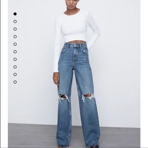 ZARA Wide Leg Ripped Jean
